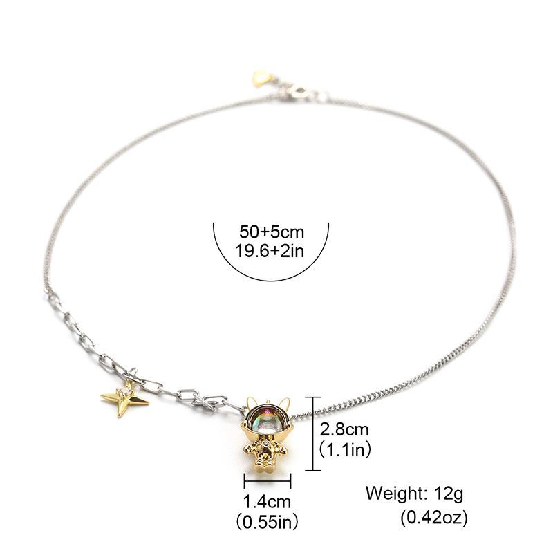 

New trendy necklace ins personalized astronaut astronaut pendant niche design, high-end collarbone chain