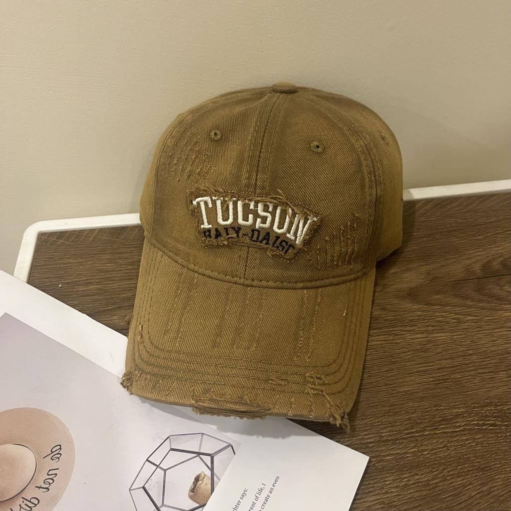 Retro Old Ripped Baseball Cap for Men and Women Korean Version Embroidered Cotton Padded Baseball Hat Fashionable and Versatile To Show Small Face