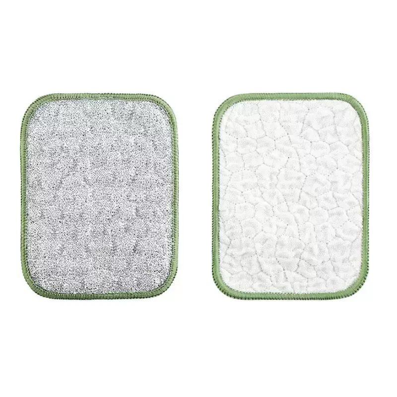 Silver Double Layer Non-Stick Dishcloth: Absorbent, Thickened Cotton Yarn Scouring Pad for Dishwashing and Pot Cleaning