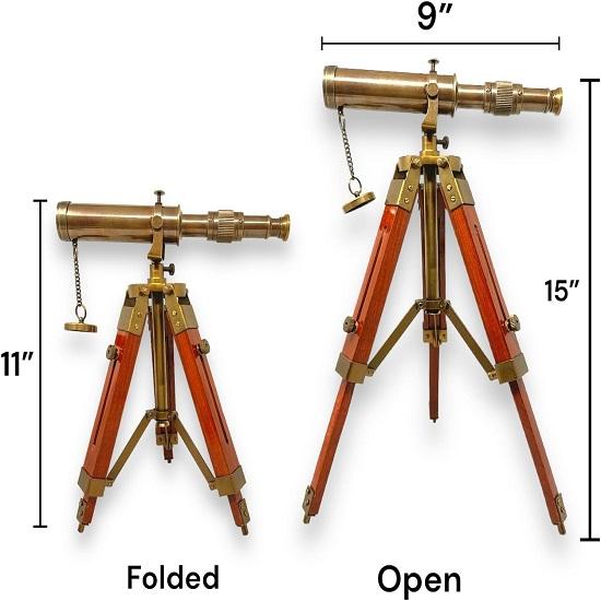 Nautical Brass Telescope with Wooden Stand Home Decor Gift Rustic Home Decor Gift