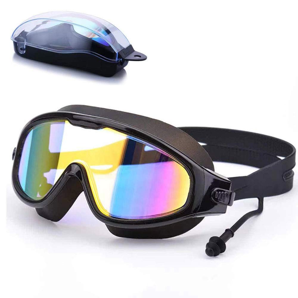 Swimming Goggles for Adults with UV Adjustable Wide Field of Large for Pool Use [ZSZY] Earplugs, Fog-Free, Protection, Fit, Clear, View,