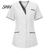 Tops Uniforme Camici da Infermiere Traspiranti Donna Scollo a V Manica Corta Tasche Top Scrub Tute Uniformi Patchwork Colore Design Lavoro Infermieristico