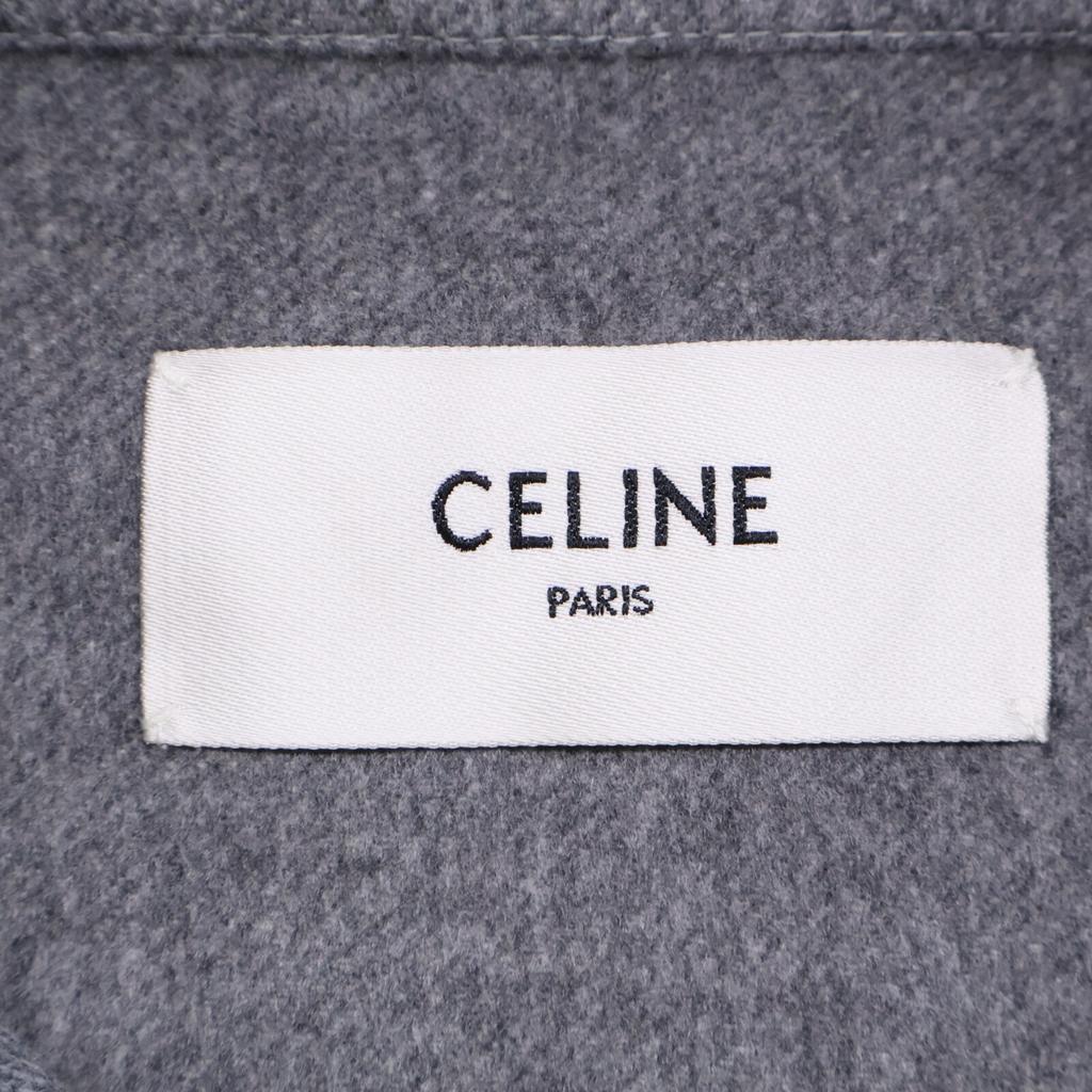 CELINE cashmere100 Triomphe Hardware Half-Zip Pullover tops 34 grayUsed