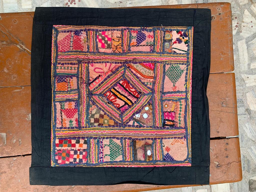 Hand Embroidered Cotton Pillow Cover: Boho Decorative Cushion 40