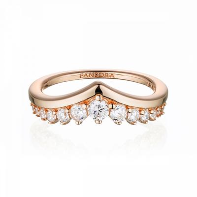 Pandora 182320c01 Timeless ShimmeRing Wishbone Floating Pav  Rose Ring