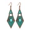 1 Pair Ethnic Style Earrings for Women Geometric Rhombus Vintage Silver Boho Accessories Daily Wear Party Decors Gifts Versatile