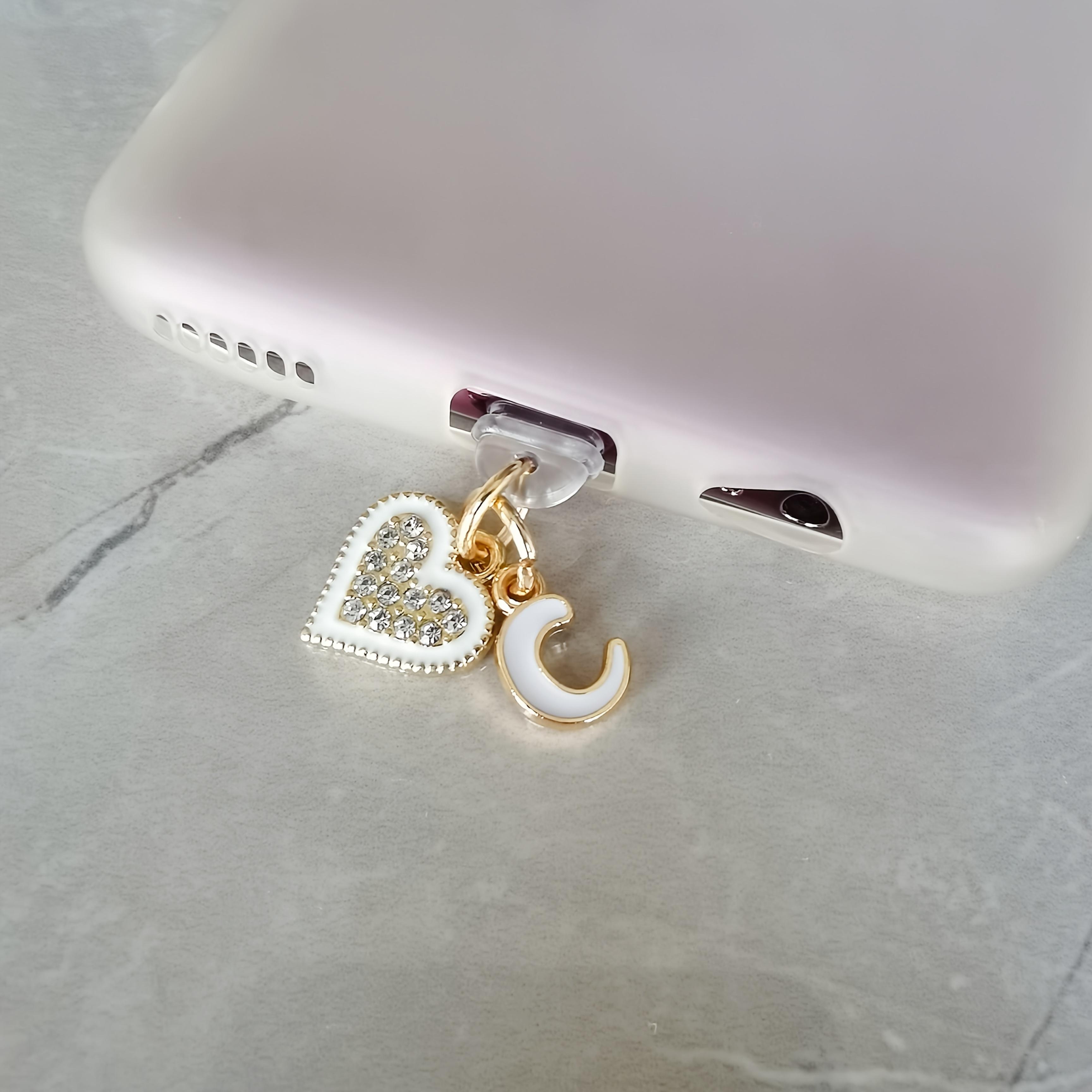 

Легкая Роскошь Сверкающий Бриллиант Буква Сердце Заглушка от Пыли для Телефона Защита Интерфейса Декоративное Подвесное Украшение For iPhone5-14