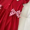 Red Strawberry Princess Dress with Flutter Sleeves for European and American Girls