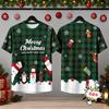 Red Plaid Christmas Gingerbread Man Double Sided 3D Print Short Sleeve T-Shirt Holiday Top