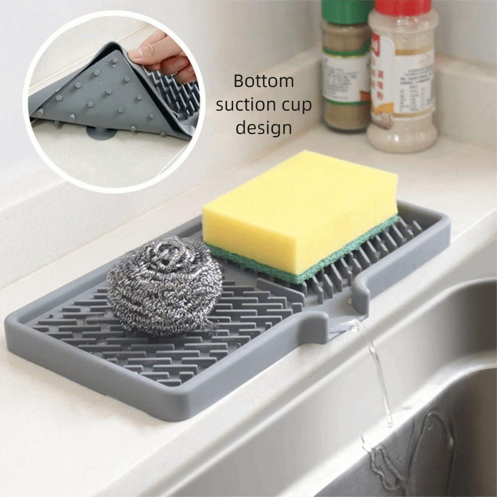 Non-slip Drainage Mat Silicone Sink Placemat Creative Dish Drying Mat for Kitchen Utensils