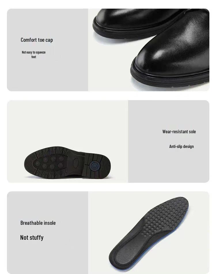 Men's Formal Lace-up Leather Shoes - High-end Cowhide with Soft Texture