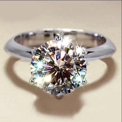 Neuer Simulations-Karat-Sechsklauen-Zirkonring Europäische und amerikanische Schönheit Acht Herzen und Acht Pfeile Zirkon Hochzeitsgeschenk