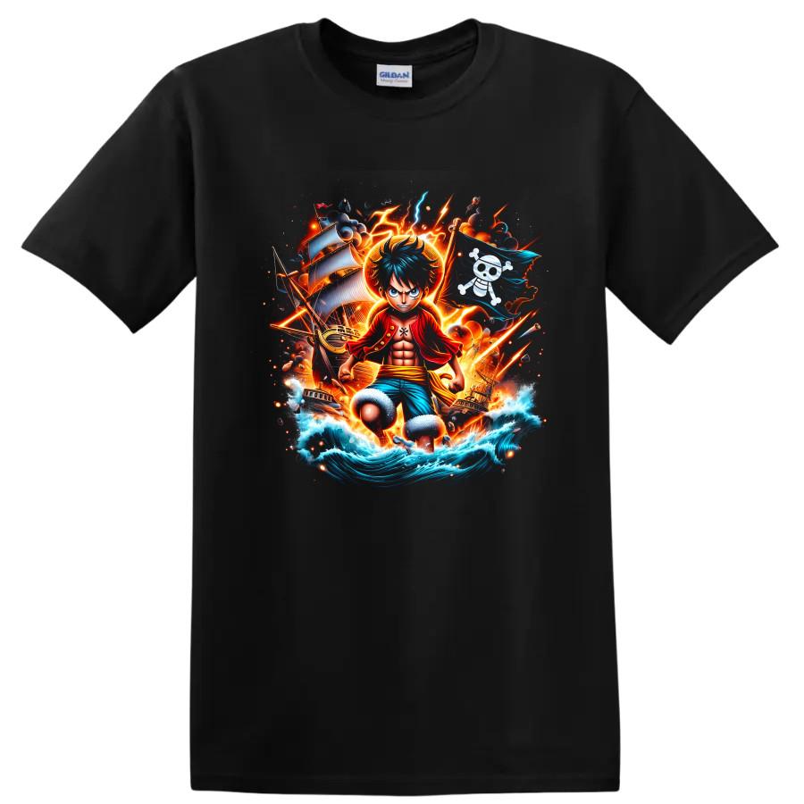 Monkey D Luffy Anime T Shirt Pirate Adventure Ocean Lightning Graphic Tee Art