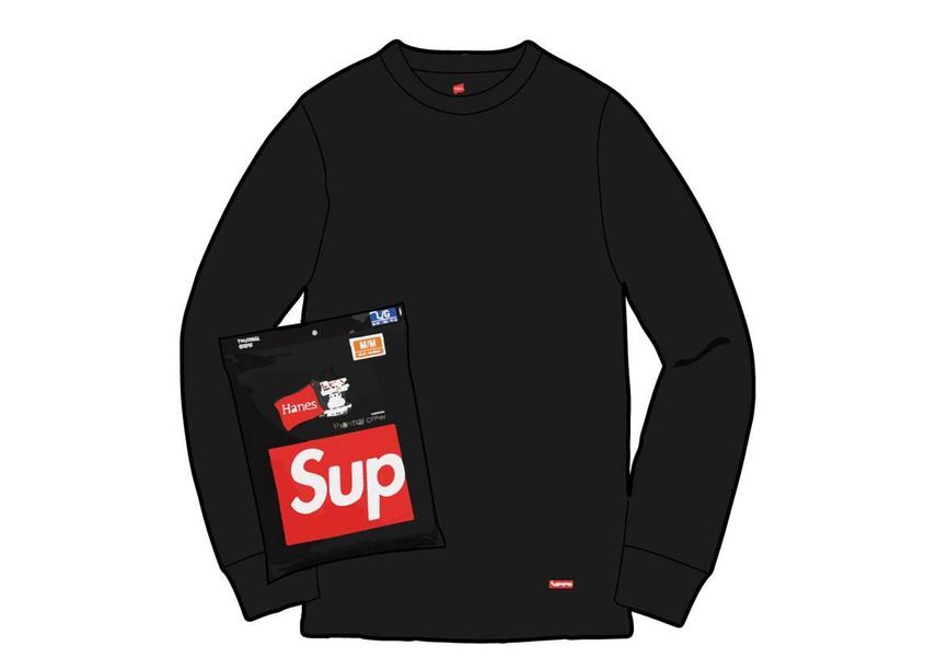 Supreme Hanes Thermal Crew (1 Pack) Black XL