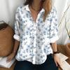 Summer Women's Shirt Long Sleeved Lapel Top Flower Pattern Casual Oversized Button Clothing Women Elegant and Fashionable Shirt