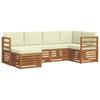 Corner Sofa Set with Cushions 6 Pcs Natural and Cream