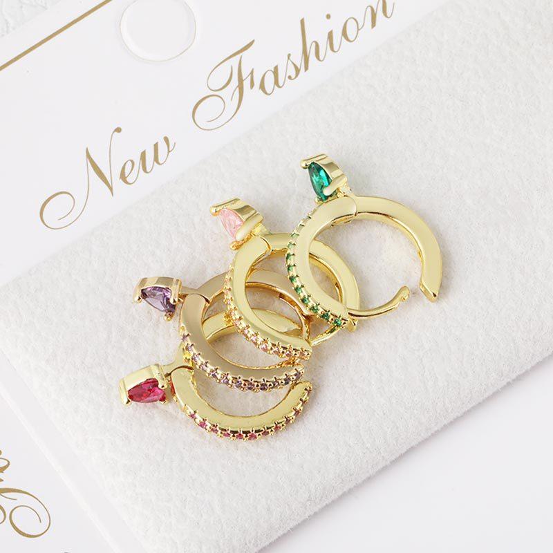 Damen Schmuck Kupfer Mikro Inlay Zirkon Ohrringe Mode Kreative Stecker Ohrringe mit Strass Accessoires