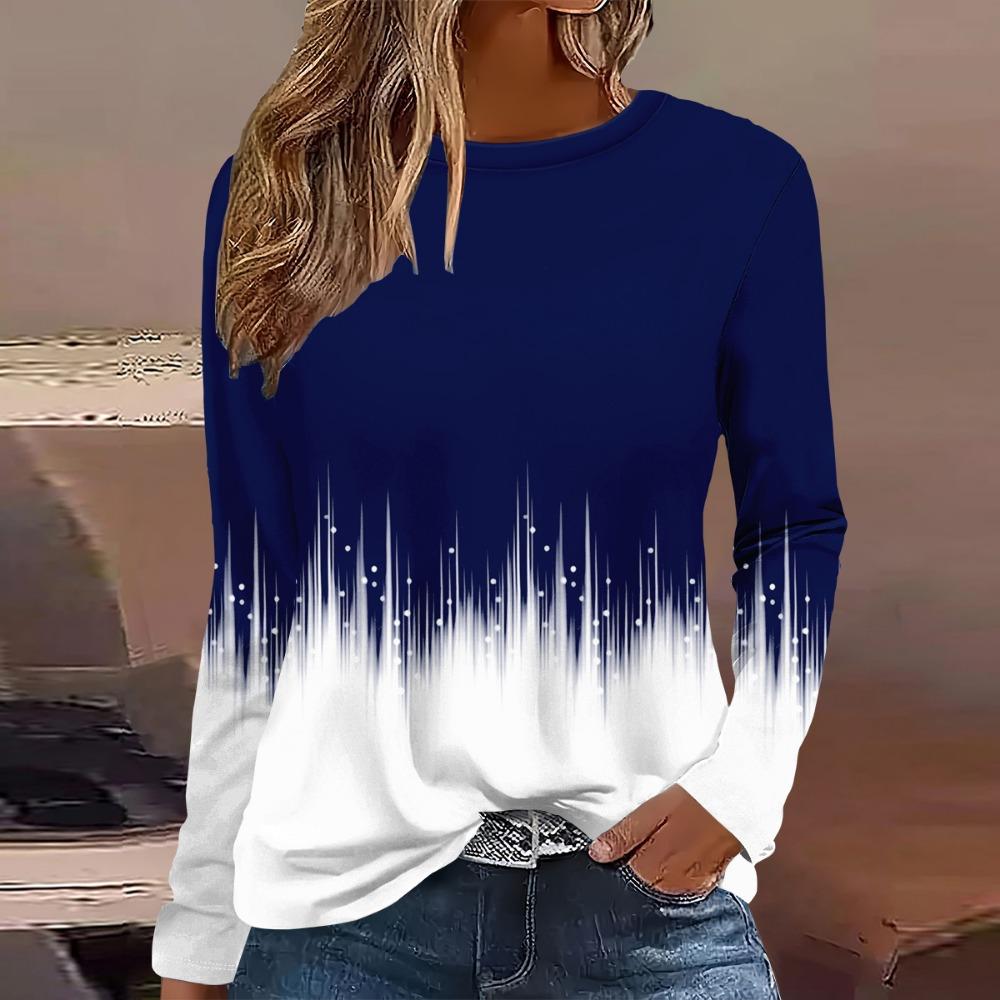 Summer Fashion Women's Casual Long-sleeved Printed T-shirt Top