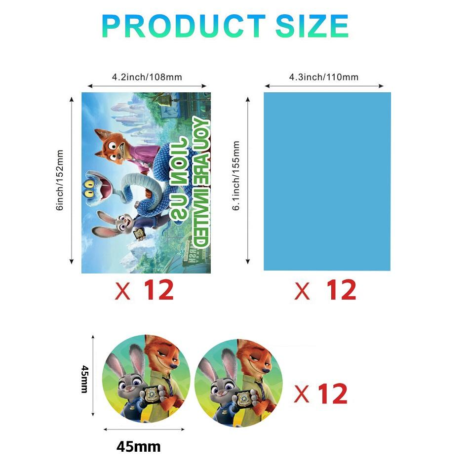 12 Bucăți Zootopia 2 Petrecere de Ziua de Naștere DIY Decorațiune de Crăciun Autocolant Card de Binecuvântare Card de Invitație Card de Cadou Card Gros de Înaltă Calitate