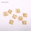 14K Gold Plating Diamond Charms,Supplies For Jewelry Making Brass Metal Inlaid Zircon Hollow Diamond Pendants Wholesale
