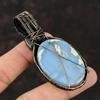 Owyhee Blue Opal Pendant Copper Wire Wrapped Pendant Handmade Gemstone Pendant Labradorite Jewelry Wire Wrap Pendant Copper Jewelry For Gift