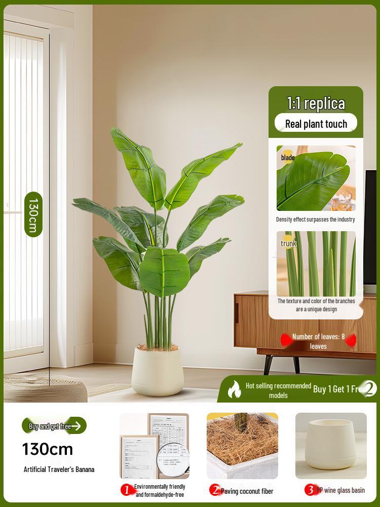 Luxury Fishtail Palm Artificial Tree for Indoor Living Room Decor - Bionic Green Plant In Pot for Floor Landscaping.