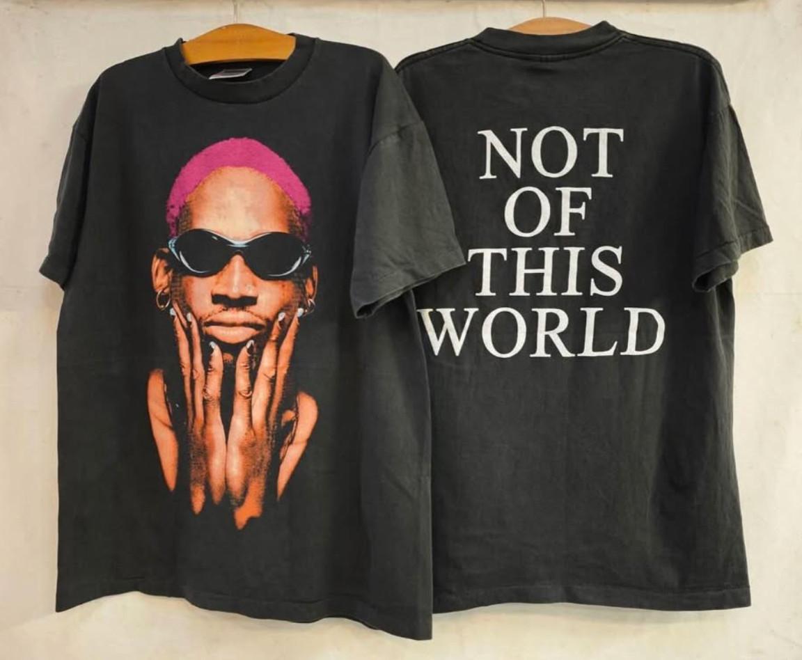 Dennis Rodman Not Of This World Black Vintage XL Single Stitch T-Shirt REPRINT M