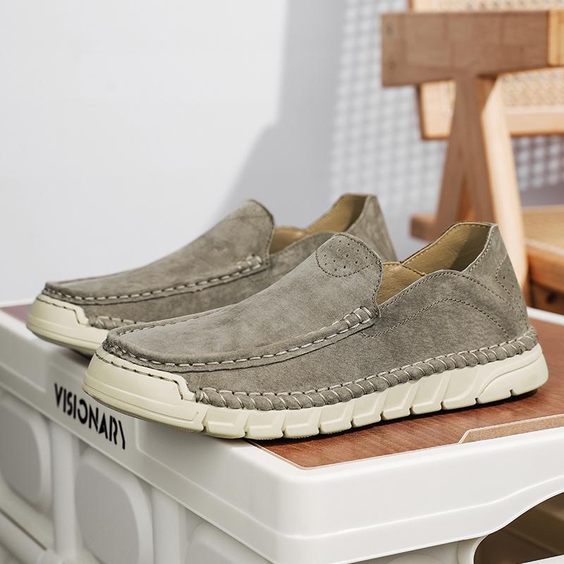Italian Flat Designer Minimalist Shoes for Men's Fashion Slip on Soft Bottom Walking Loafers Classic Suede Leather Casual Shoes