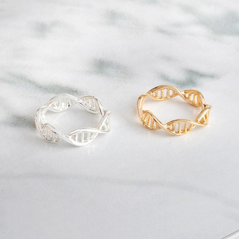 Minimalistischer DNA-Ring für Frauen, Wissenschaft, Chemie, Biologie, Molekül-Helix-Ringe, Gold, Silber, modischer Arztschmuck
