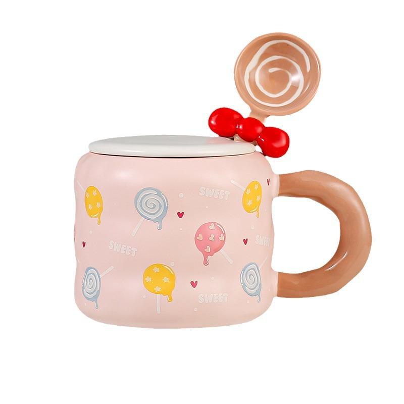 Cute Candy Cup Ceramic Girl Girl Birthday Gift Mug Couple Cup with Lid Office Porcelain Cup
