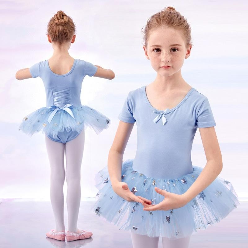 Children's Dance Clothes Girls Spring and Summer Short-sleeved Chinese Dance Clothes Practice Clothes Girls Dance Clothes Tutu Princess Dress