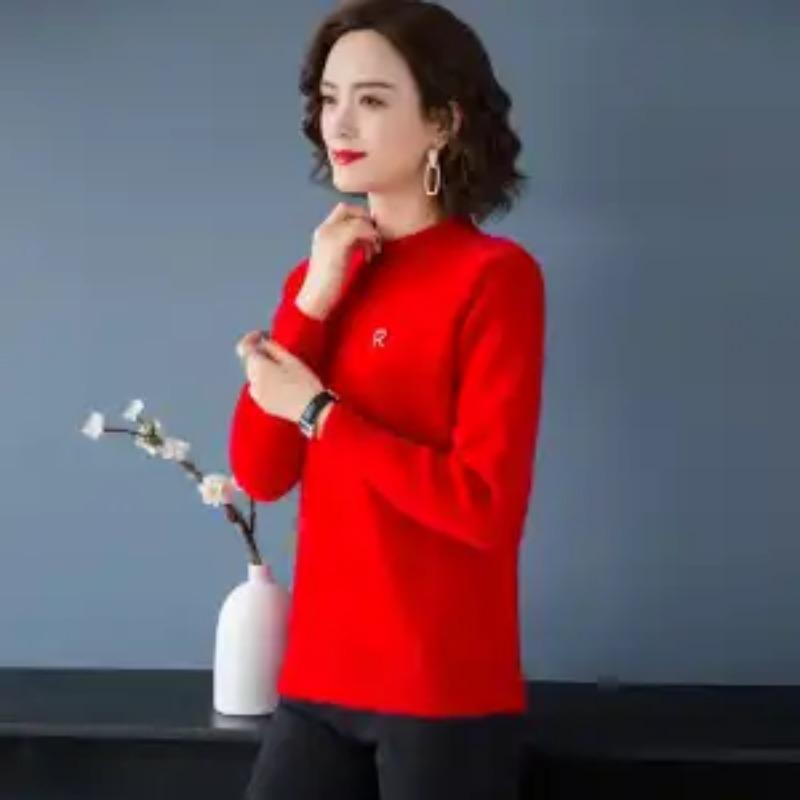 Mink Velvet Women's Sweater Loose New Style Plus  Thickened Half Turtleneck Bottoming Top