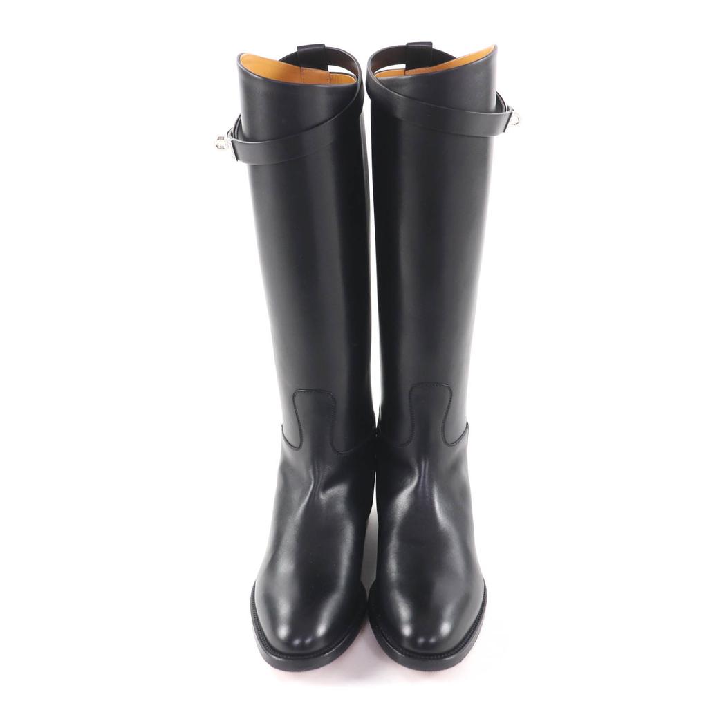 Pristine HERMES Knee-high boots jumping boots black leather Women 37 Used