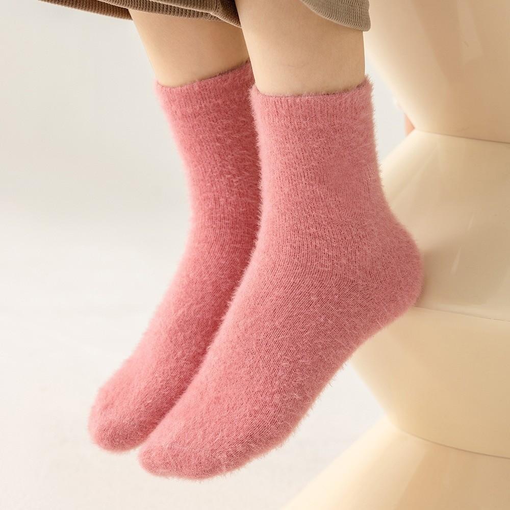Soft Plush Fleece Lined Socks Solid Plush Socks New Faux Mink Fleece Warm Socks Winter Wear