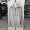 BITCED Women's Fashion Pullover Sweatshirt Fall Solid Color Zipper V-Neck Hoodie