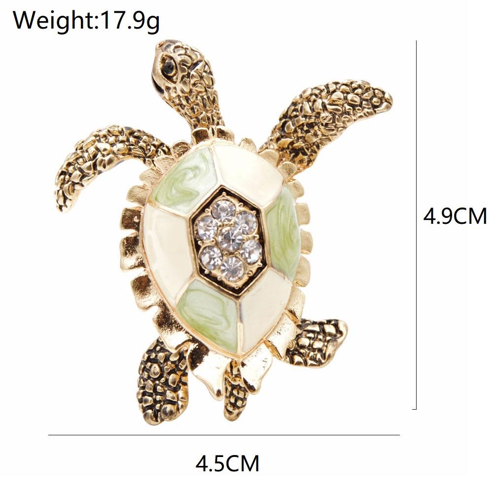 New Rhinestone Turtle Brooches For Women Vintage Enamel Pin Fashion Animal Accessories Creative Deisgn Vivid Jewelry