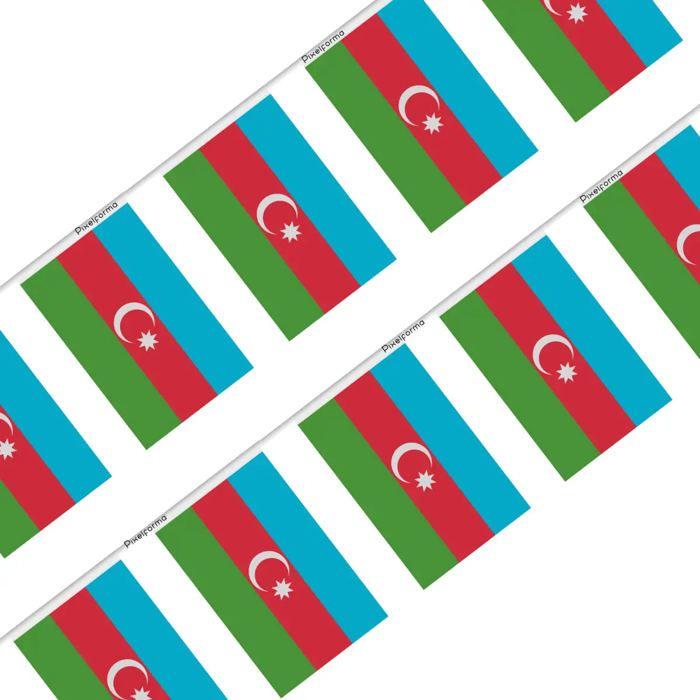 Guirlande – Drapeau de l'Azerbaïdjan – 14 x 21 cm – Polyester – À accrocher – 50 pièces