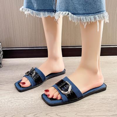 Fashion Women Luxury Fashion Single Band Slides Minimalist Plain Outdoor Flat 2024 Sandals Summer New Sandy Beach Slippers Open Toe Shoe