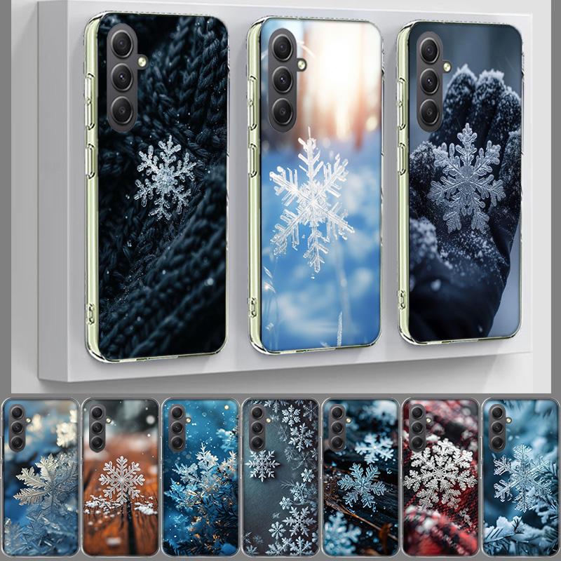 Snowflake Winter White Snow Christmas Phone Case for Samsung A17 A37 A57 A07 A16 A26 A36 A56 A06 A02S A12 A22 A32 A52S A04S A14
