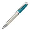 Xezo Incognito Twist Action Ballpoint Solid 925 Sterling Silver with Azure Blue Lacquer Pure Platinum Weight Diamond Cut Limited Pen, Cap. Plated. &