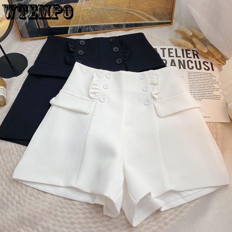 WTEMPO Summer Women's Suit Shorts Slim Fashion Thin Shorts Loose Wide Leg Shorts Double-breasted Suit Shorts Casual Shorts