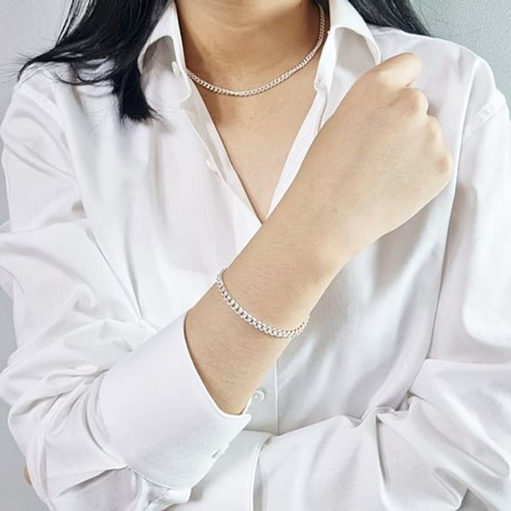 Curved 3mm Silver Bracelet Popular Couple Sterling Silver Birthday Gift for Son