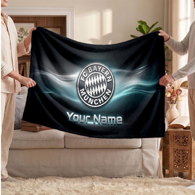 Coperta Personalizzata in Pile del Bayern Monaco con Logo Calcistico, Testo con Nome Personalizzato Morbida Calda Coperta da Divano per la Casa