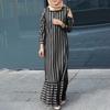 2025 Middle Eastern Muslim Women's Striped Long Sleeve Lapel Dress