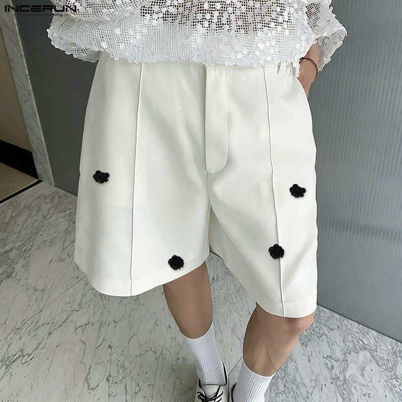 INCERUN Summer Men Zip-up Waist Flowers Casual Loose Shorts Half Pants