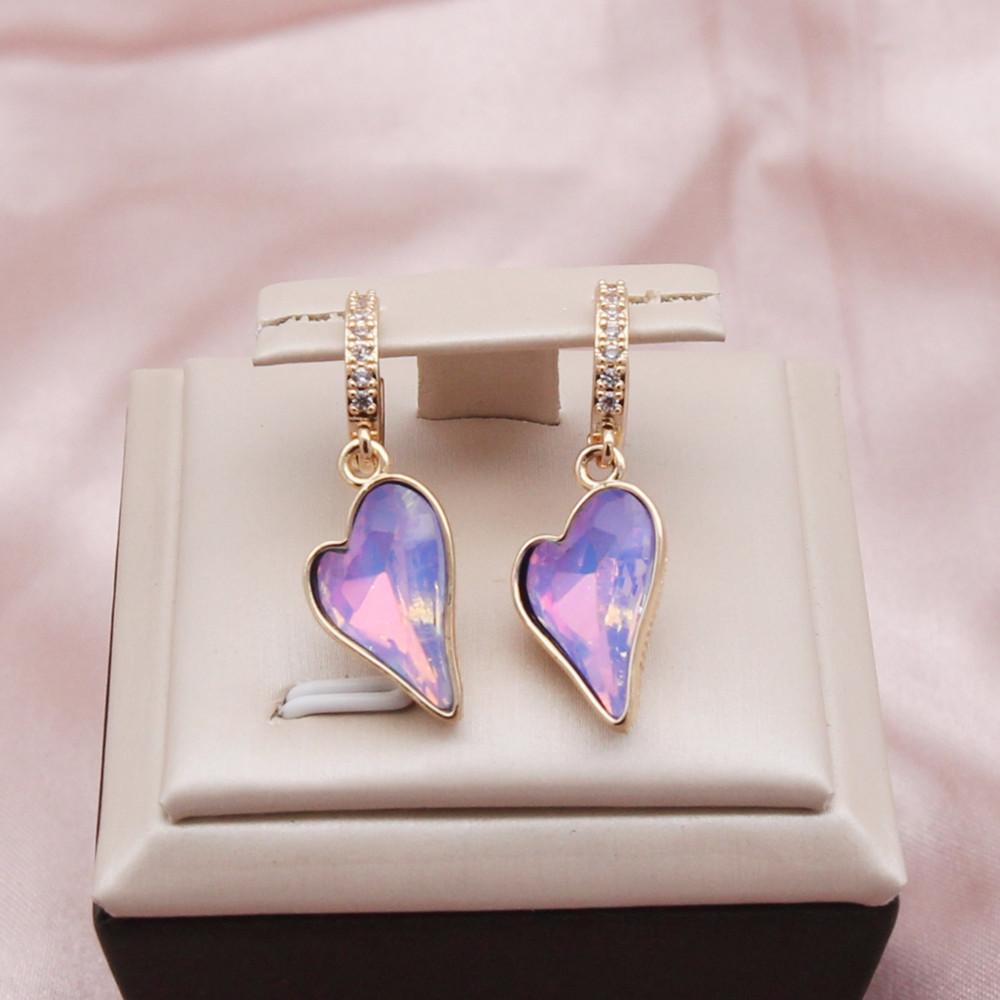 New Luxury Gradient Color Irregular Heart Shape Dangle Earrings for Women Cubic Zirconia Jewelry Party Accessories