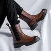 Britischer Stil Herren Freizeit hohe Schaftstiefel Originalleder Plateauschuhe Cowboy Chelsea Boot cool lang Motorradstiefel Mann
