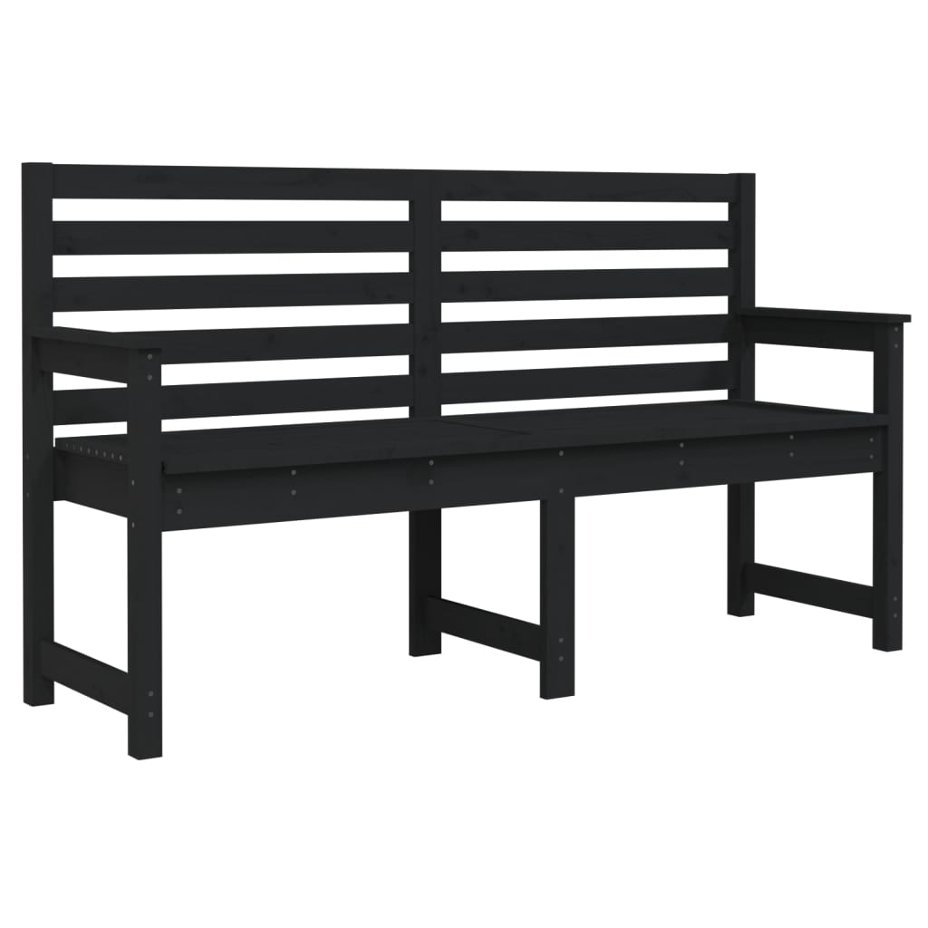 Garden Bench Black 159.5 x 48 x 91.5 cm Solid Pine Wood