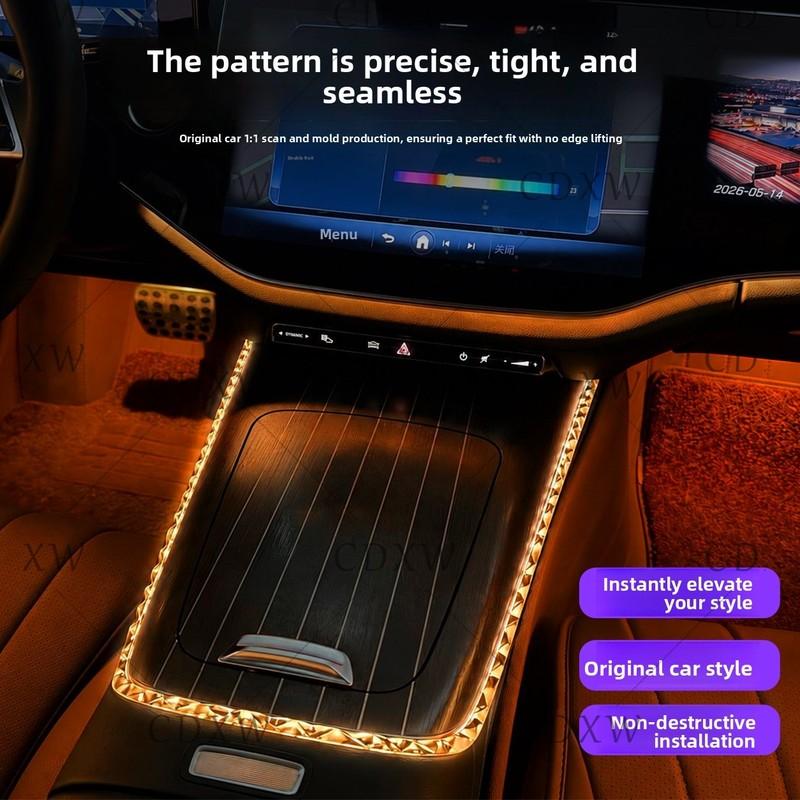 Pro Mercedes-Benz W214 Třída E Rámeček s krystalovým světlem na hraně středového ovládání E300 E260 Rámeček pro dekorativní ambientní osvětlení 2024-2026