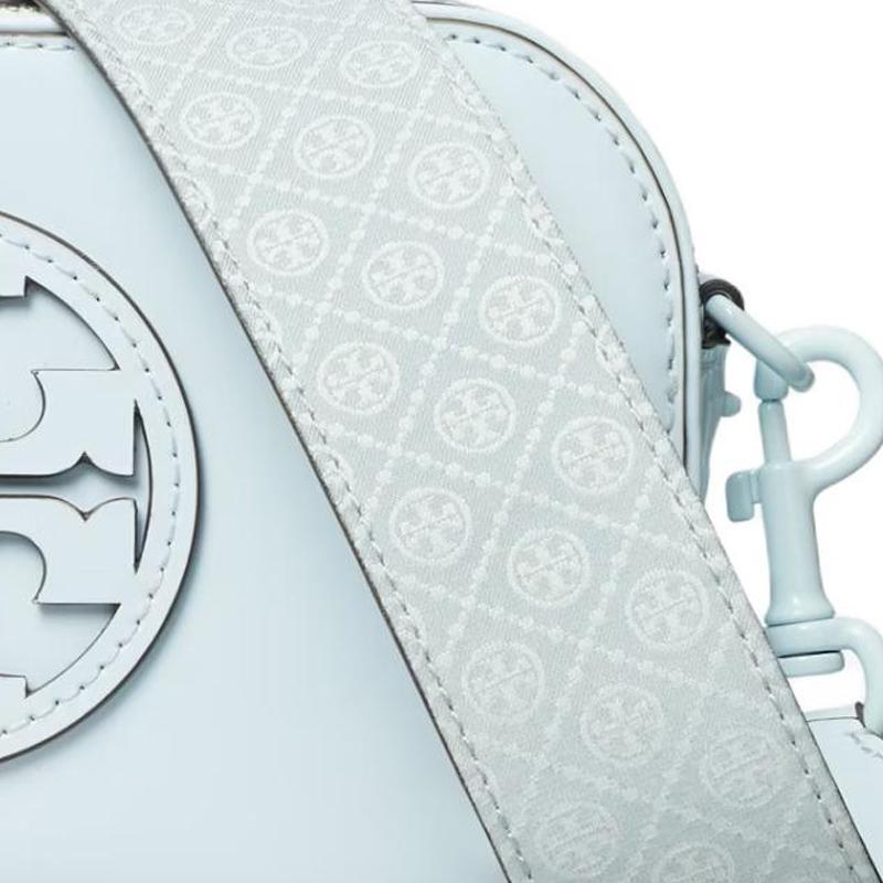 Tory Burch Miller Logo Zip Closure Patent Leather Mini Shoulder Crossbody Bag Women Bags Blue 158489-400